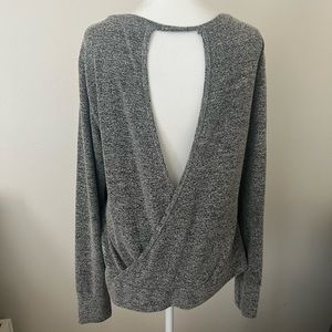 CHAMPION | Heather Grey Open Back Workout Long Sleeve Top with Thumb Holes